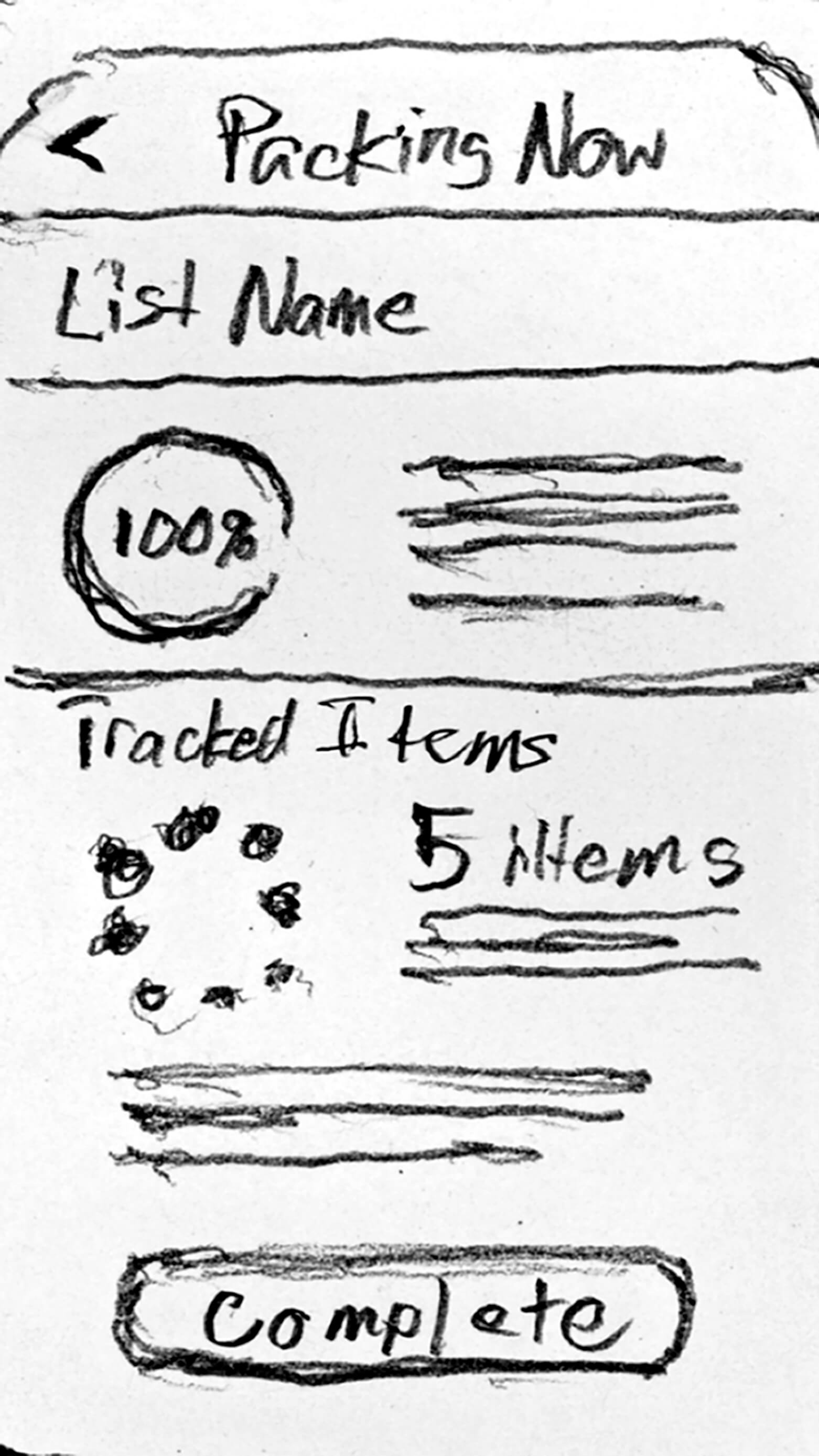 Sketch of tracking screen