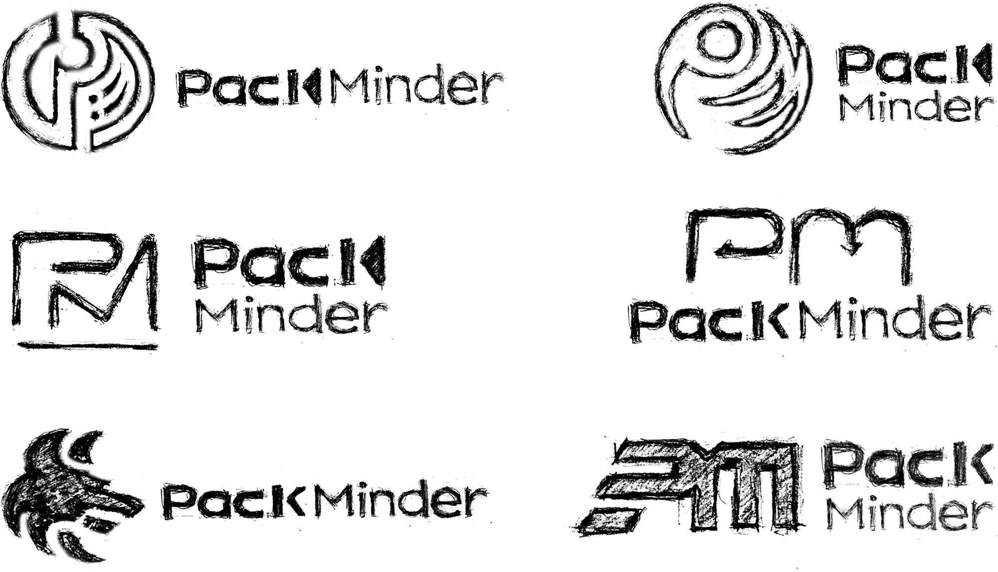 PackMinder logo sketches